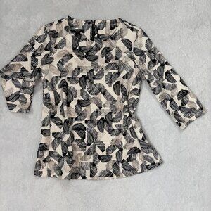 Alfani Abstract Geometric Back Zip Blouse